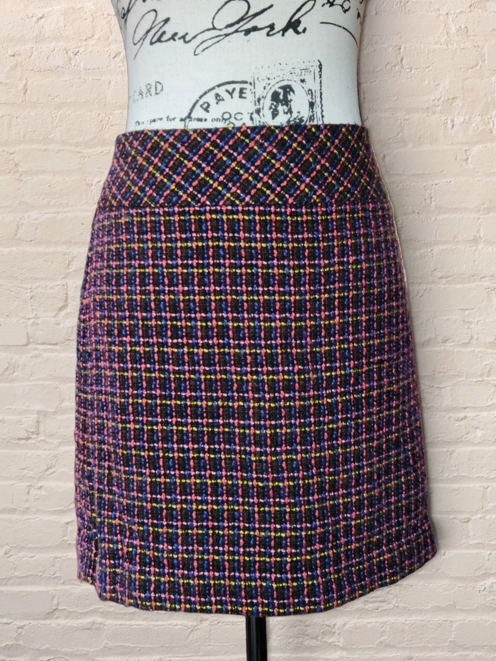 LOFT Rainbow Tweed Plaid Mini Skirt Preppy Clueless Academia Size 6